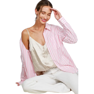 Pink Lemonade Stripe Button-Up