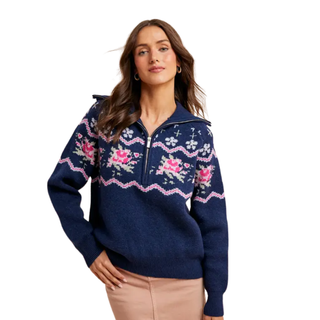 Midnight Rose Half-Zip Sweater
