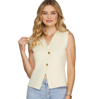 Signature Soft Knit Vest in Cream