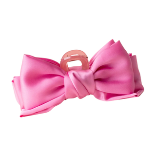 The Darling Effect: Satin Bow Claw Clip in Hot Pink