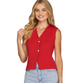 Signature Soft Knit Vest in Red