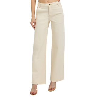 Risen: Tummy Control Slouchy Ankle Baggy Pants in Ivory