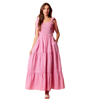 Strawberry Milk Stripe Maxi Dress