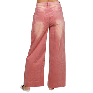 Stone Washed Cotton Corduroy Cropped Pants