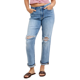 Judy Blue: Mid Rise Boyfriend w/ Destroy & Cuff *82688REG
