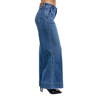 Judy Blue: Mid Rise Petite Retro Wide Leg Trouser *82674-PT-REG