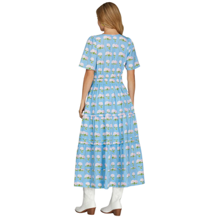 Blue Hydrangea Garden Midi Dress