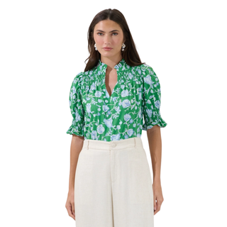 Emerald Garden Smocked Blouse