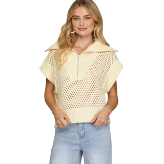 Sunlit Breeze Zip Knit Top