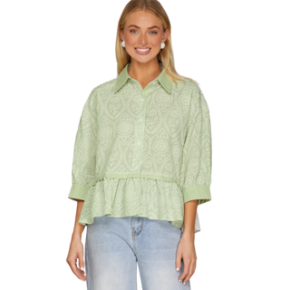 Minty Meadow Peplum Blouse