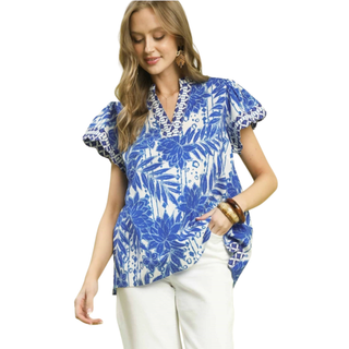 Blue Lagoon Floral Flutter Top