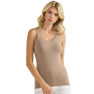 Women's Reversible Seamless Tank with Built-in Bra in Mocha *One Size