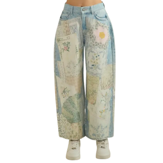 Printed Patchwork Denim Jeans