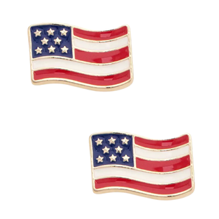 American Flag Enamel Stud Earrings in Red, White, & Blue