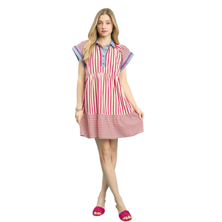 Candy Stripe Flutter Mini Dress