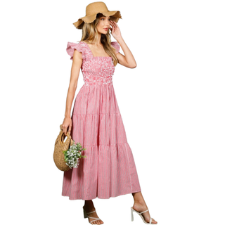 Strawberry Picnic Smocked Maxi