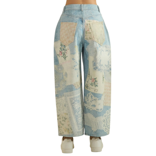 Printed Patchwork Denim Jeans