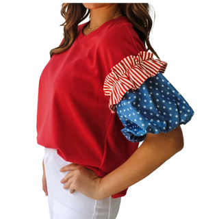 Stars, Stripes & Sassy Sleeve Top