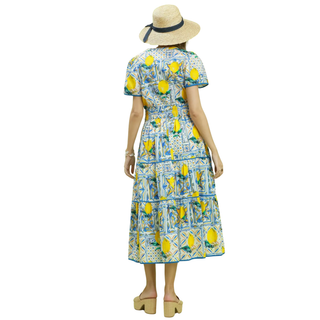 Capri Lemon Tile Midi Dress