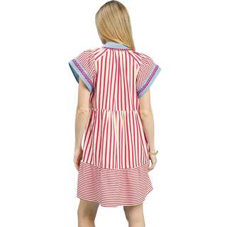 Candy Stripe Flutter Mini Dress