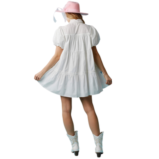 Star Spangled Bow Mini Dress in White