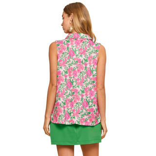 Pink Petals Polo Blouse