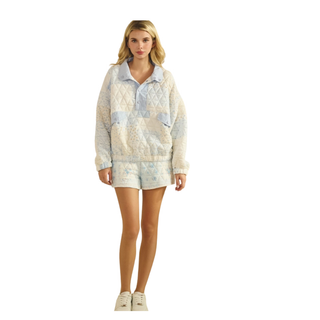 Everly Blue Quilted Pullover