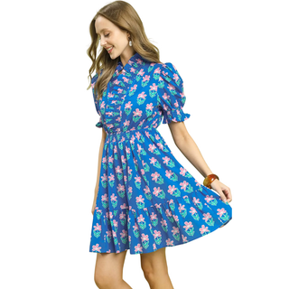 Cerulean Garden Ruffle Dress