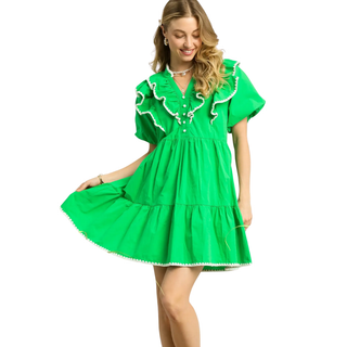 Emerald Ruffle Reverie Dress